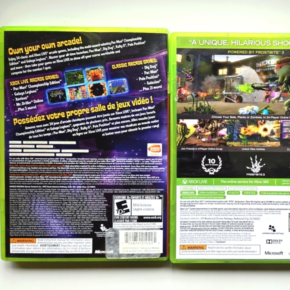 Namco Museum Virtual Arcade and Plants and Zombies Garden Warfare for XBOX 360 - Picture 3 of 6